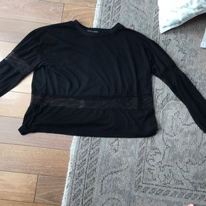 Long sleeve mesh cut out top